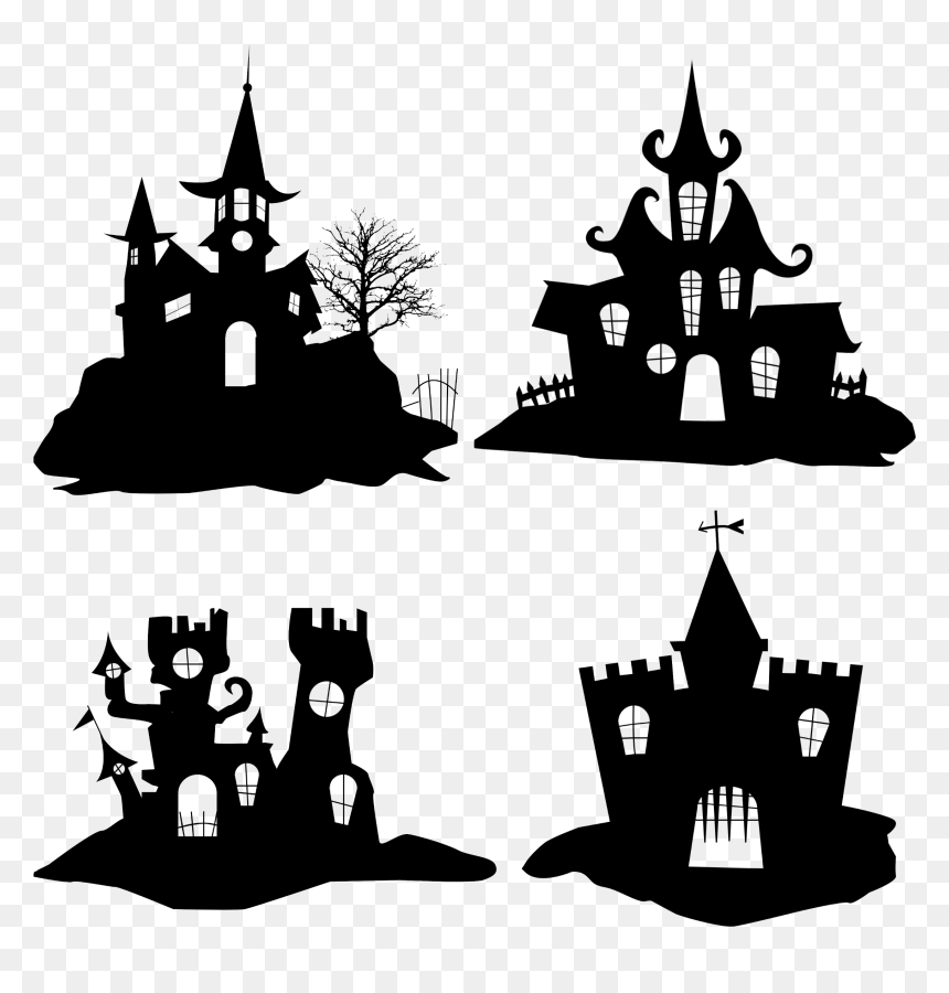 Halloween Silhouette Icon - Halloween Castle Silhouette, HD Png Download - castle icon png
