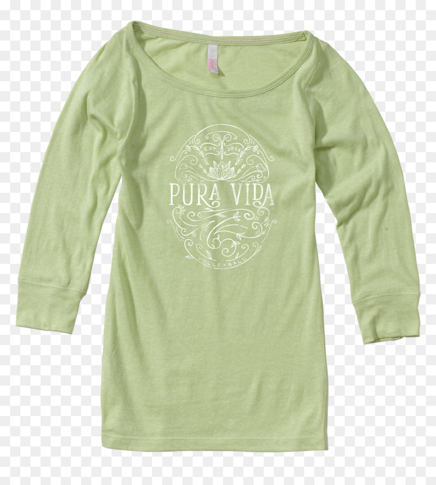 Longsleeve Green Shirt Pura Vida Volleyball Design - Long-sleeved T-shirt, HD Png Download - green shirt png
