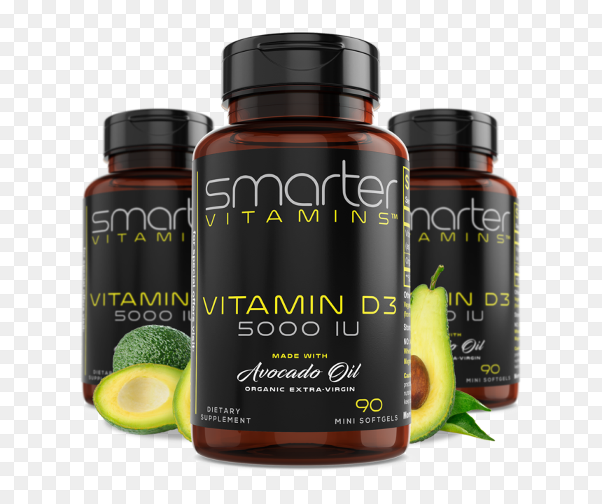 Smartervitamins Vitamin D3 5000 Iu With Organic Avocado - Smarter Vitamins Caffeine, HD Png Download - iu png