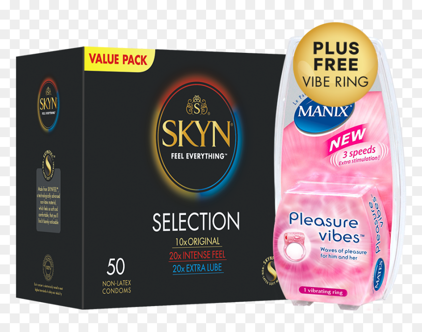 Skyn® Selection 50 Pack Of Non-latex Condoms Plus Free - Manix, HD Png Download - condoms png