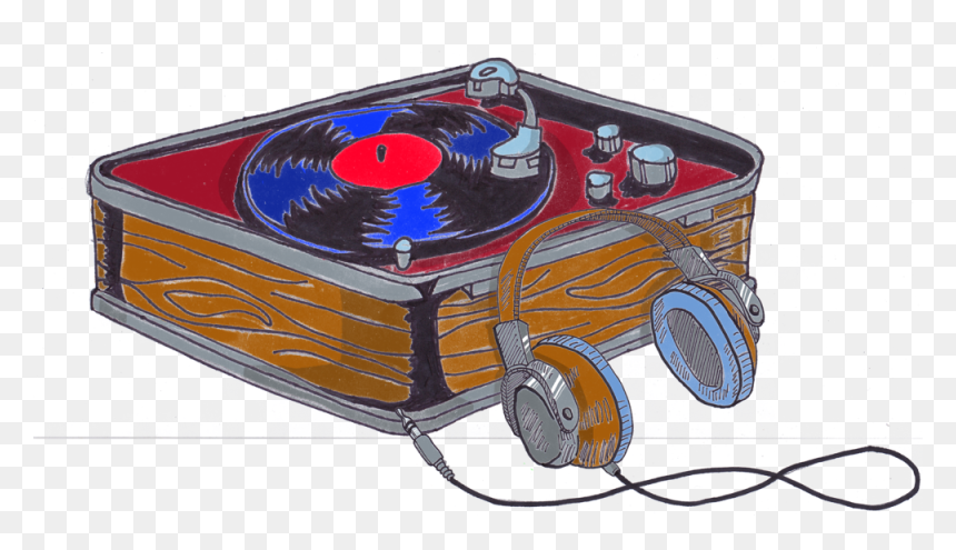Record Player With Headphones - Illustration, HD Png Download - headphones.png