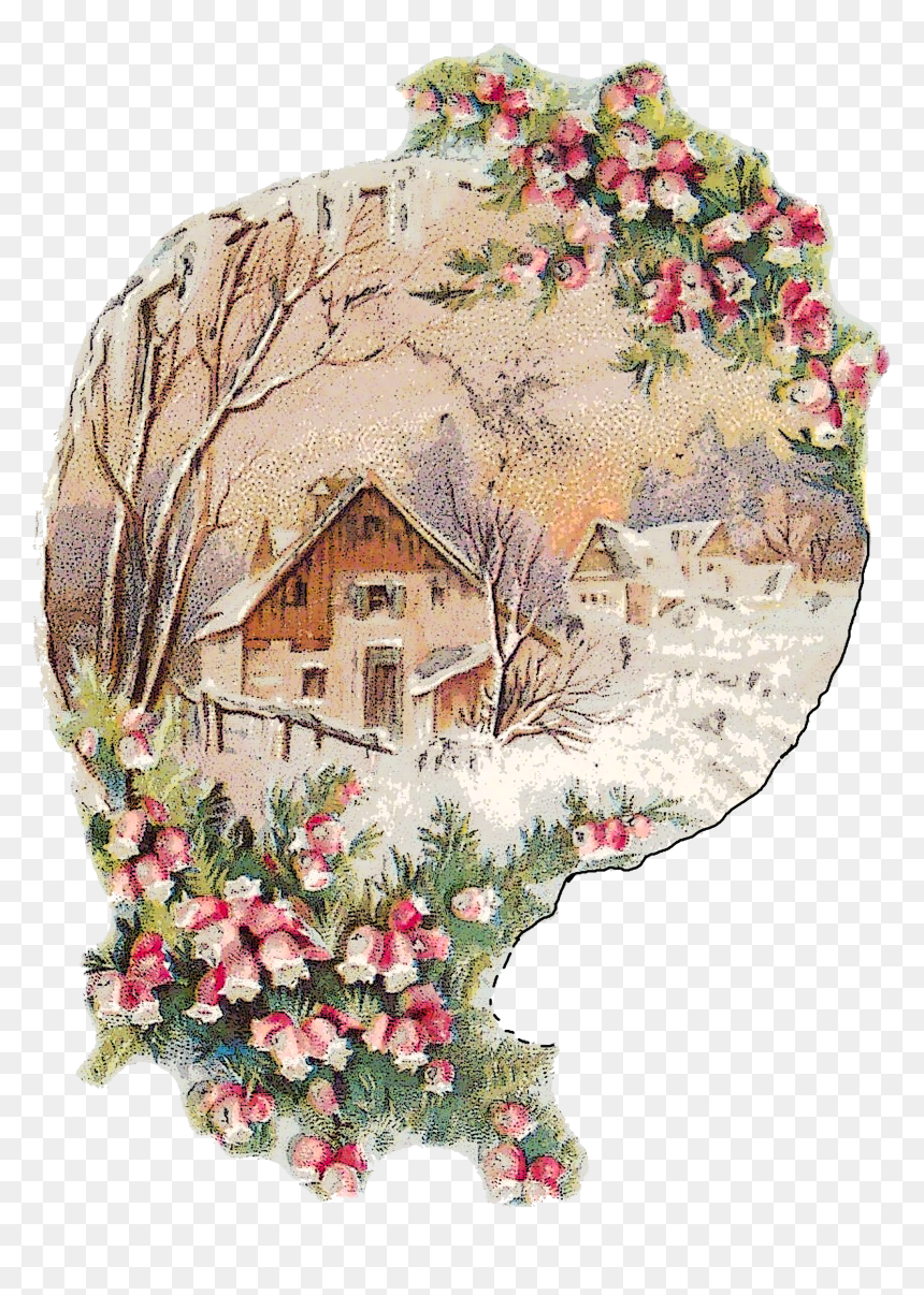 Vintage Snowy Christmas, HD Png Download - vintage christmas png