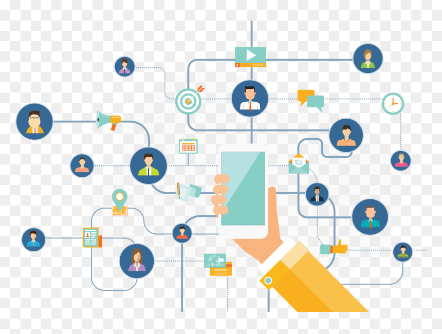 Network Of Features Illustration - Smartphone, HD Png Download - cashier png