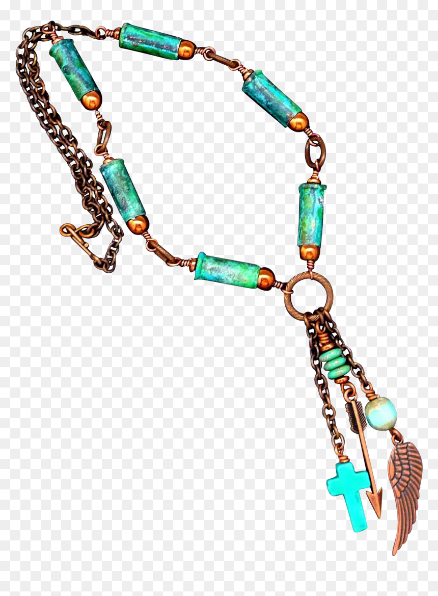 Verdigris Patina Bullet Shell Necklace With Copper - Bead, HD Png Download - bullet shell png