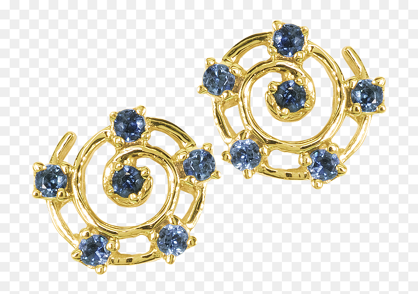 Shipton And Co Solid Gold Swirl Earrings With Blue - Diamond, HD Png Download - gold swirl png