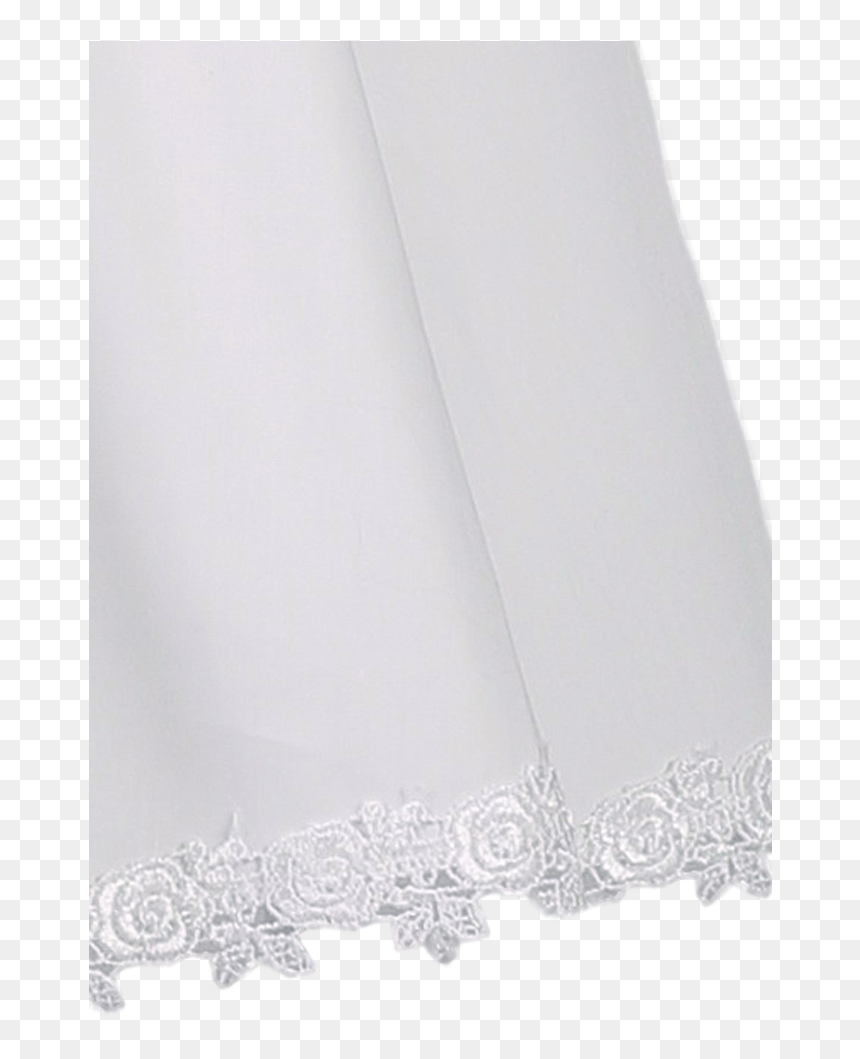 Lace Trim & White Cotton Christening Gown W Smocked - Tablecloth, HD Png Download - black lace ribbon png