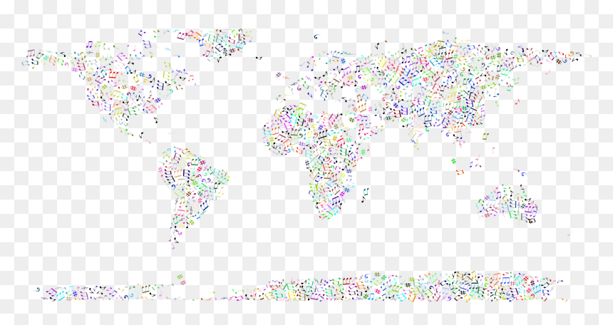 Prismatic Musical World Map No Background Clip Arts - Visual Arts, HD Png Download - white confetti png