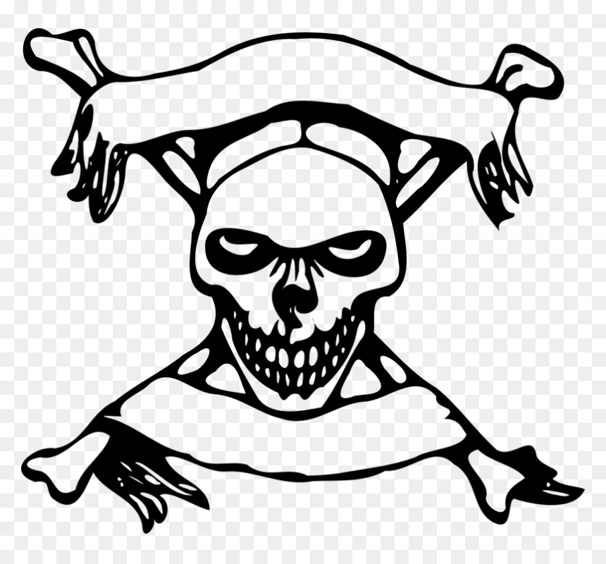 Skull With Banners Clip Art, HD Png Download - skull and cross bones png
