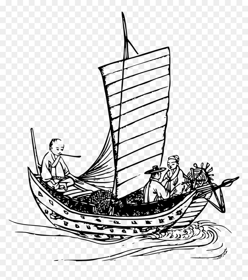 Boat In Water Drawing, HD Png Download - korean png
