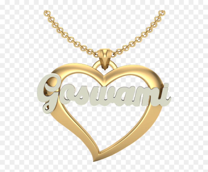 Bold Heart Styled Personalized Bling Name Necklace - Heart Locket With Name, HD Png Download - bling necklace png