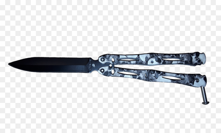Skull Color Butterfly - Bowie Knife, HD Png Download - butterfly knife png