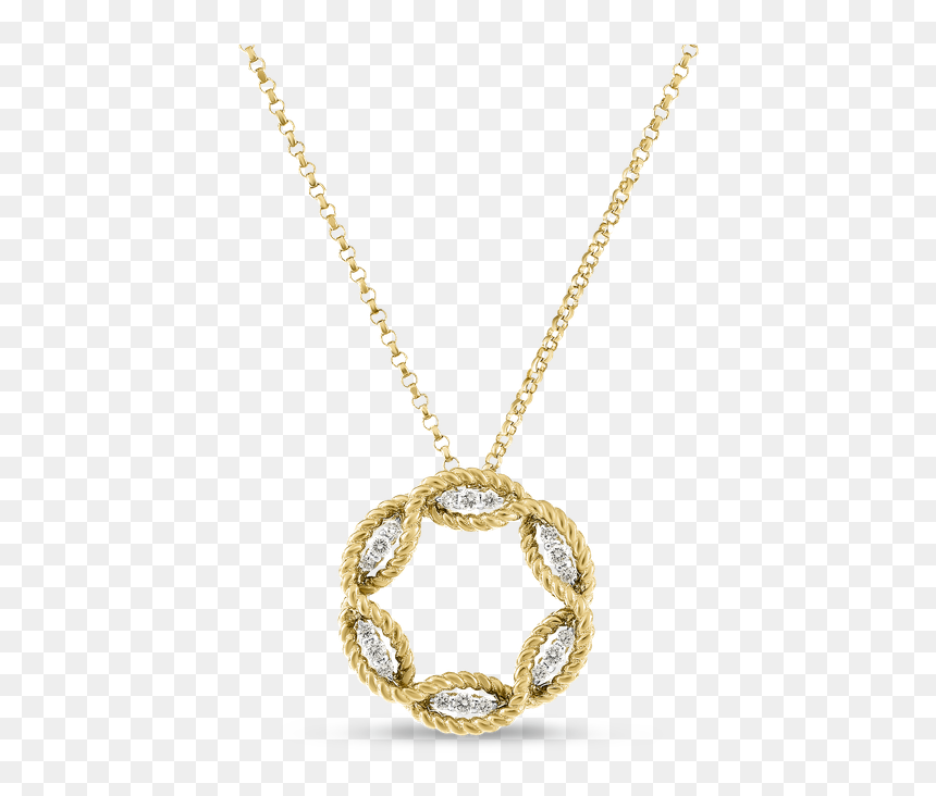 Roberto Coin Medium Diamond Circle Necklace - Necklace, HD Png Download - bling necklace png