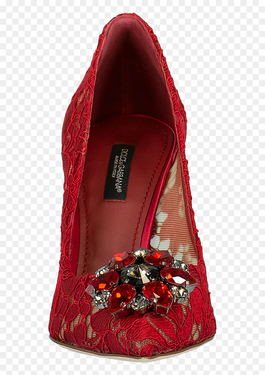 Dolce & Gabbana Decolletè Bellucci Red Lace With Application - Slip-on Shoe, HD Png Download - red lace png
