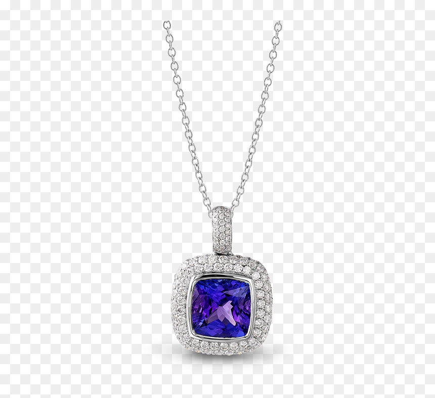 Shimansky Cushion Tanzanite Pendant With Micro Pavé - Locket, HD Png Download - bling necklace png
