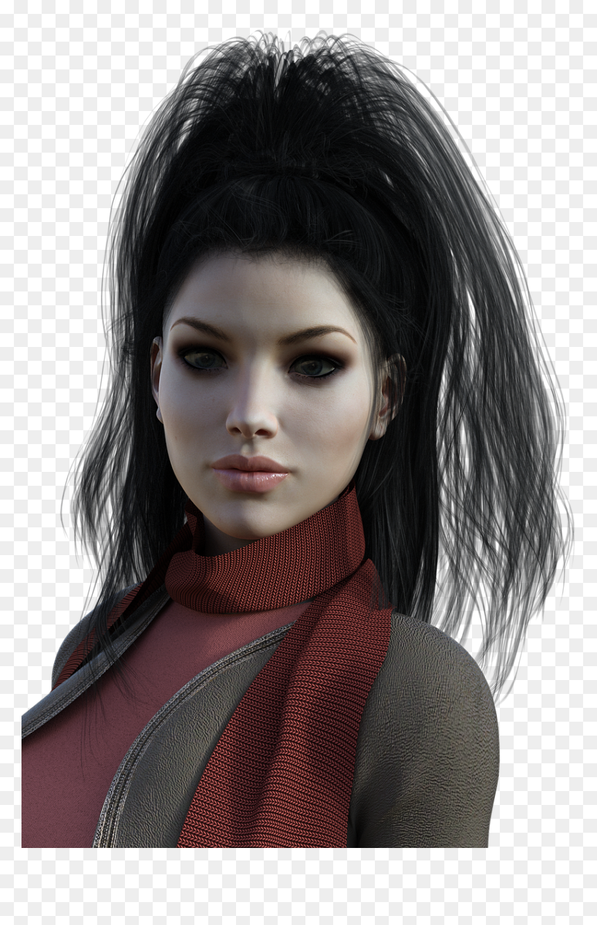 Female Models In Black Hair, HD Png Download - model face png