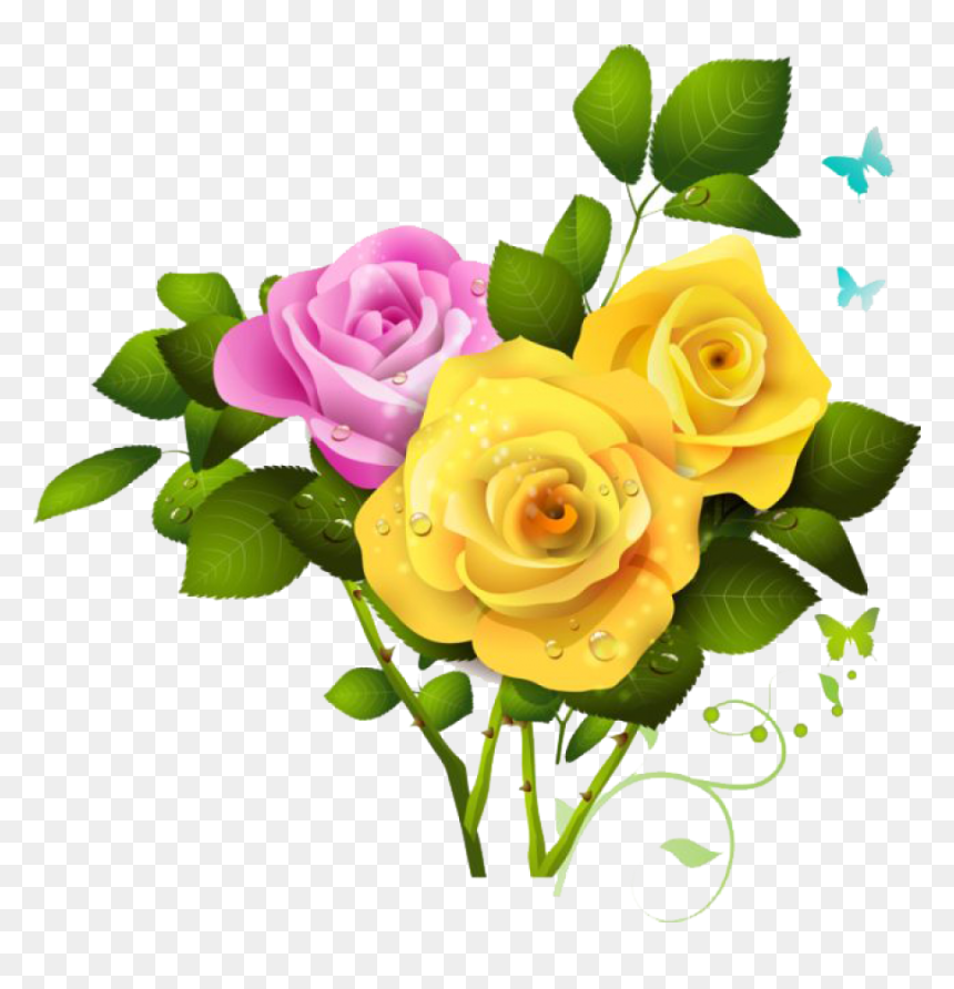 Bouquet Of Flowers Png Image - Yellow Roses Clipart Png, Transparent Png - garden flowers png