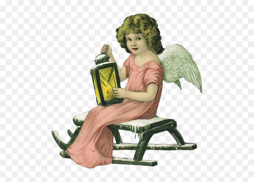 Christmas Angel With Lantern - Sitting, HD Png Download - christmas angel png