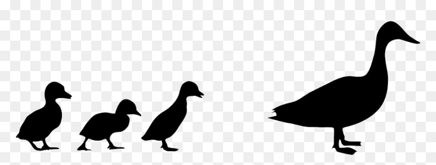 Row Of Ducks In Water Silhouette Png - Silhouette Ducks In A Row, Transparent Png - duck silhouette png