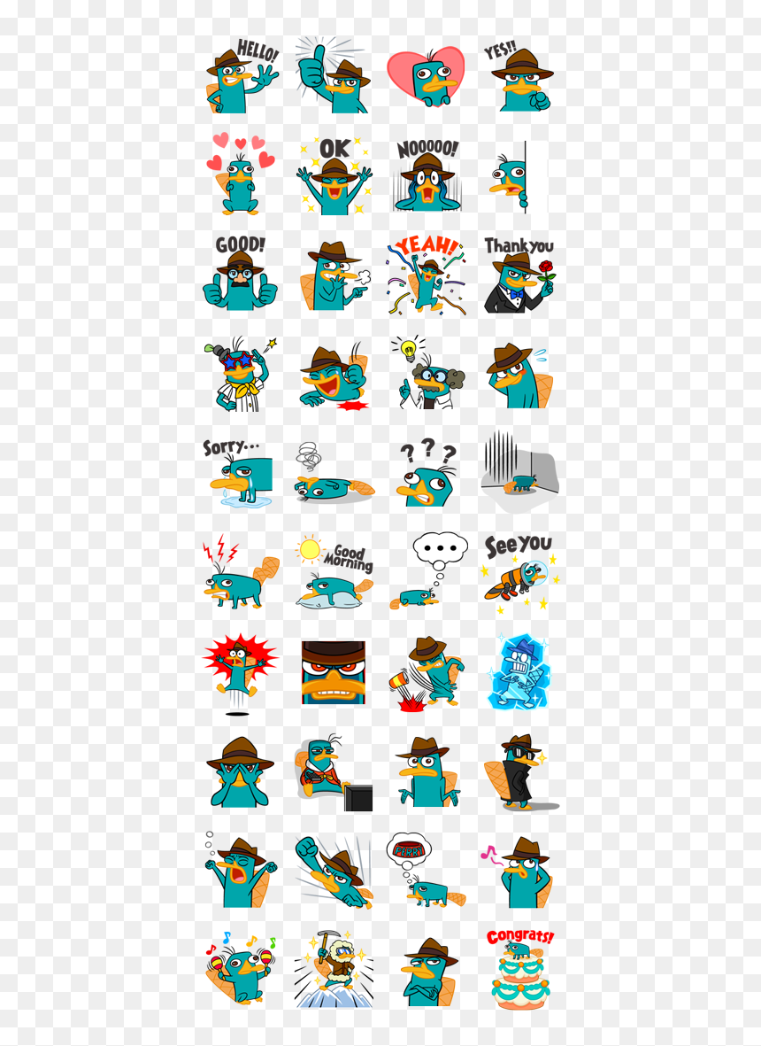 Phineas And Ferb Line Stickers, HD Png Download - perry the platypus png