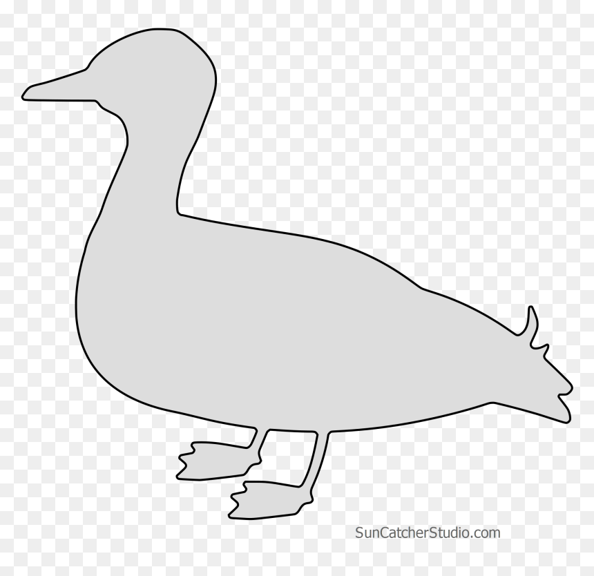 Free Duck Silhouette Bird Pattern Template To Print - Duck, HD Png Download - duck silhouette png