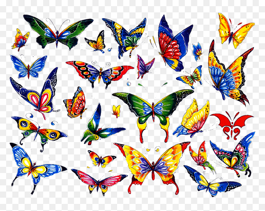 Colorful Butterfly Tattoo Designs - Butterfly Tattoo Ideas Colorful, HD Png Download - butterfly tattoo png