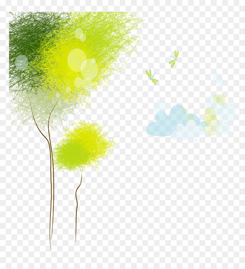 Ftestickers Watercolor Landscape Trees Colorful - Illustration, HD Png Download - watercolor trees png