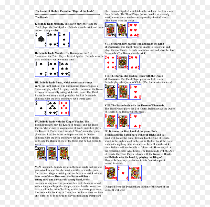 Ombre Game In The Rape Of The Lock, HD Png Download - queen of hearts card png