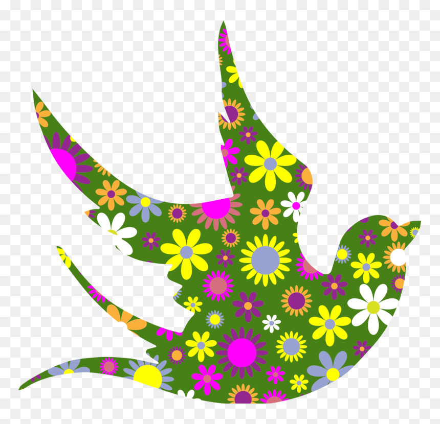 Flower,leaf,area - Dove With Flowers Clipart, HD Png Download - dove silhouette png