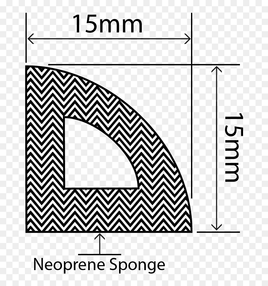 Neoprene Sponge Hollow Quarter Circle 15mm X 15mm - Circle, HD Png Download - hollow circle png