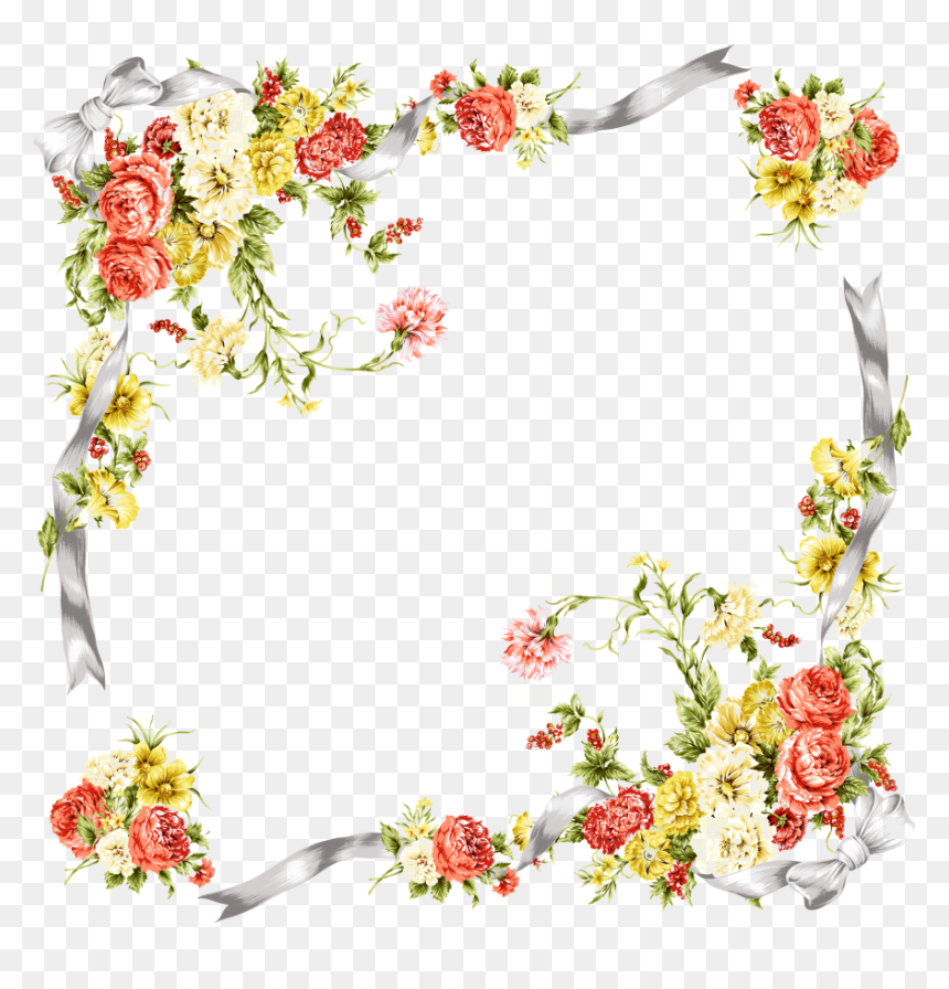 High Resolution Vintage Flowers, HD Png Download - moldura para fotos em png