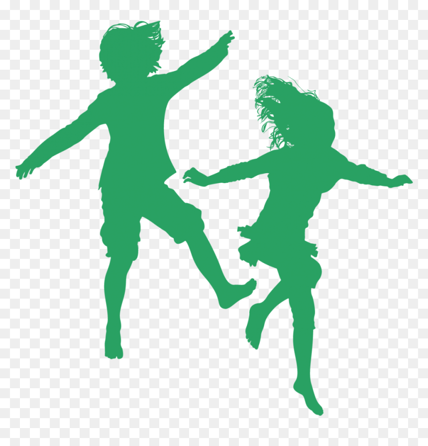 Silhouette, HD Png Download - kids jumping png