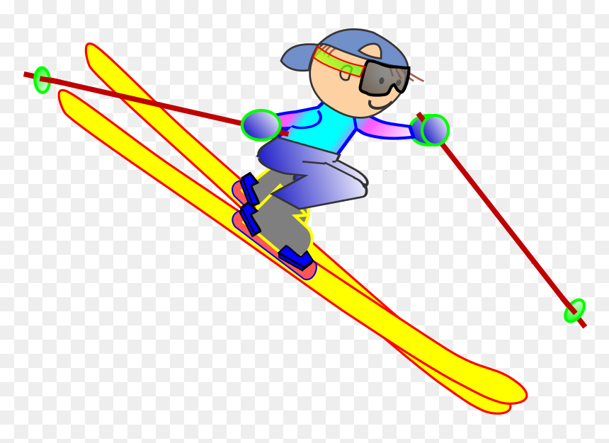 Funny Guy Skiing - Skiing Downhill Clip Art, HD Png Download - skier png