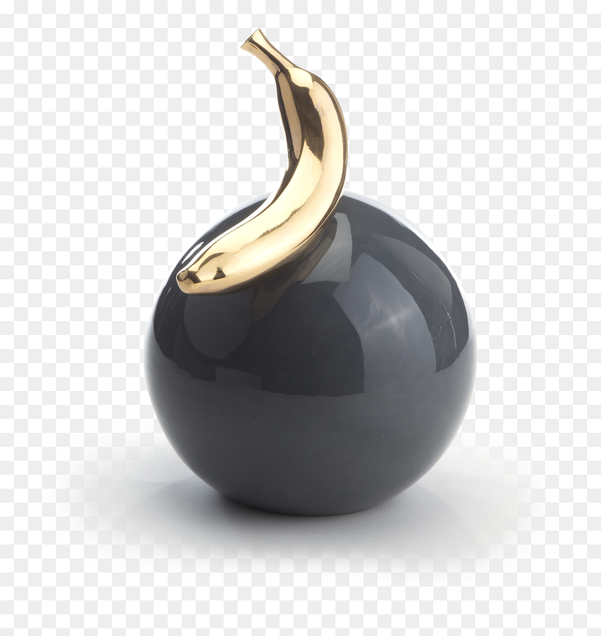Gold Banana On A Black Ball , Png Download - Vase, Transparent Png - gold ball png