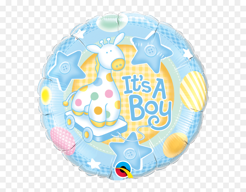 It"s A Boy Soft Giraffe Round Foil Balloon - Baby Boy Balloon Qualatex, HD Png Download - it's a boy png
