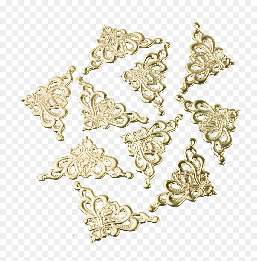 10 Small Filigree Gold Corners - Złoty Narożnik Png, Transparent Png - gold filigree png