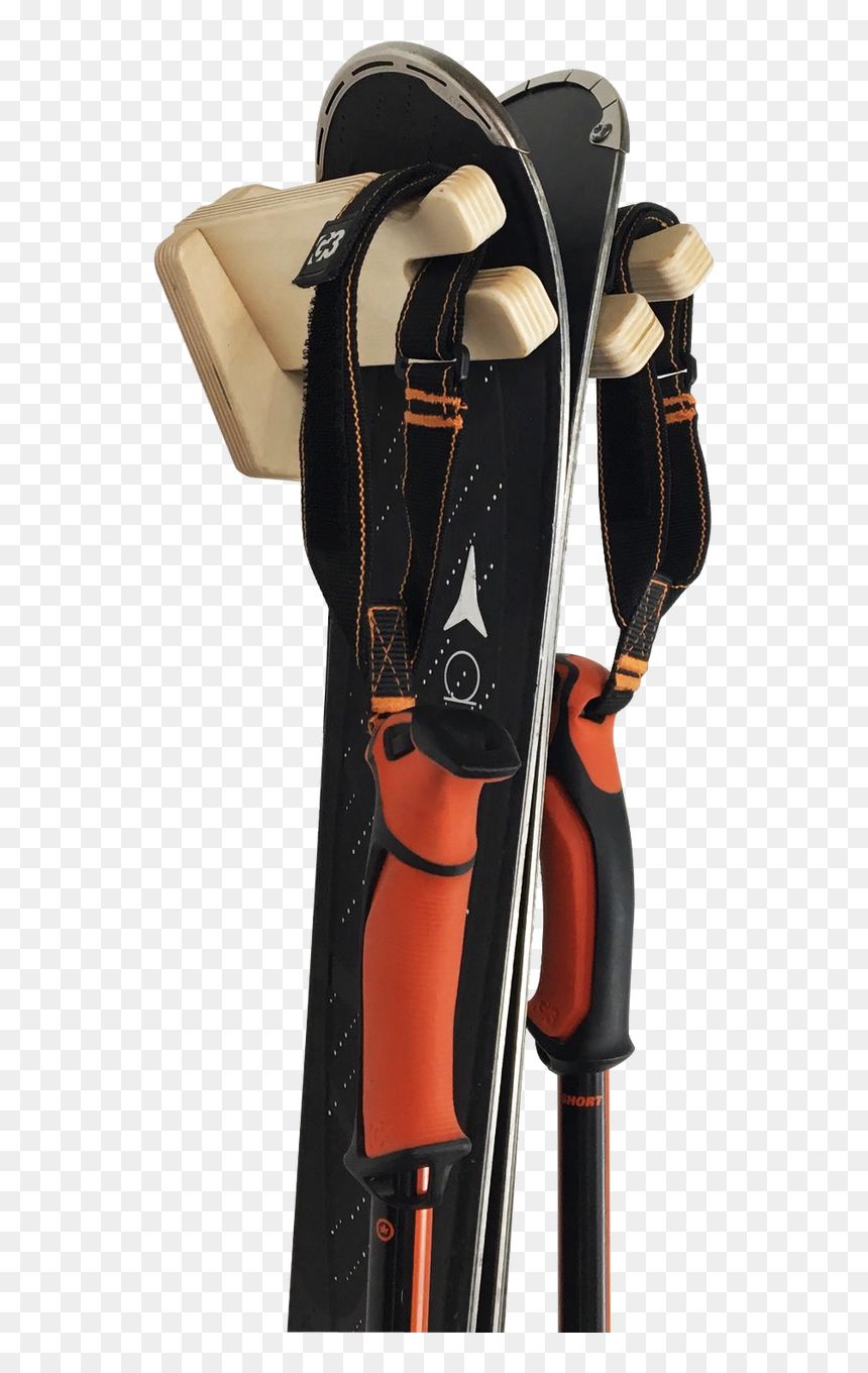 Wooden Ski Wall Rack For Pair Of Skis And Poles - Golf Bag, HD Png Download - skis png
