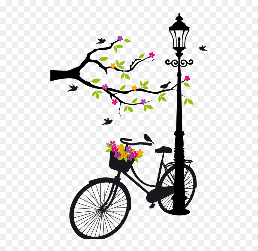 F E C Png - Cycle With Flowers Drawing, Transparent Png - bicicleta png