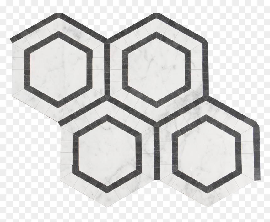 Bianco Gioia Marble Mosaic Tile Ovation Hexagon Wblack - Lash Lift Lash Bomb, HD Png Download - black hexagon png
