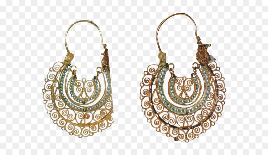 Earrings, HD Png Download - gold filigree png