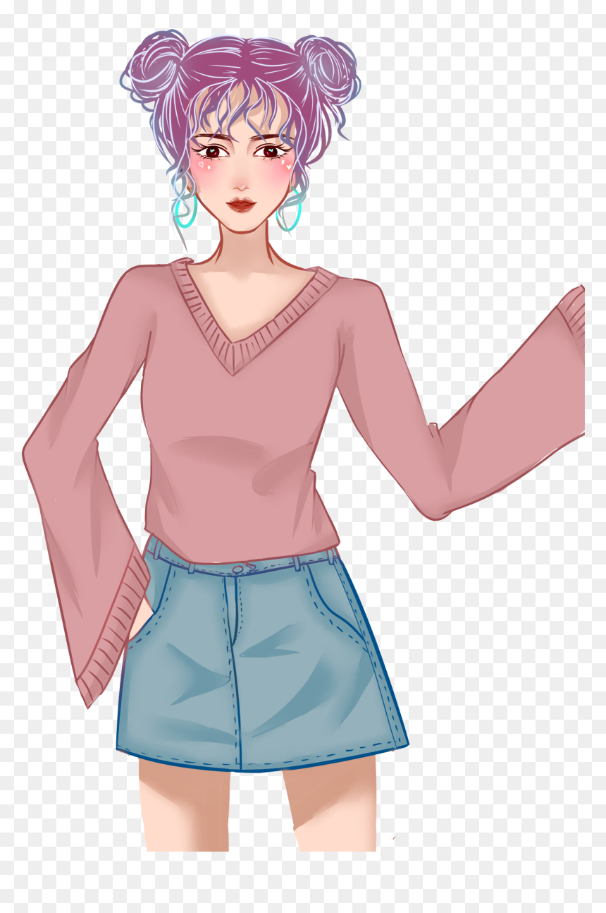 Cartoon Fashion Shopping Girl Png And Psd - ตัว การ์ตูน รูป ผู้หญิง, Transparent Png - fashion girl png
