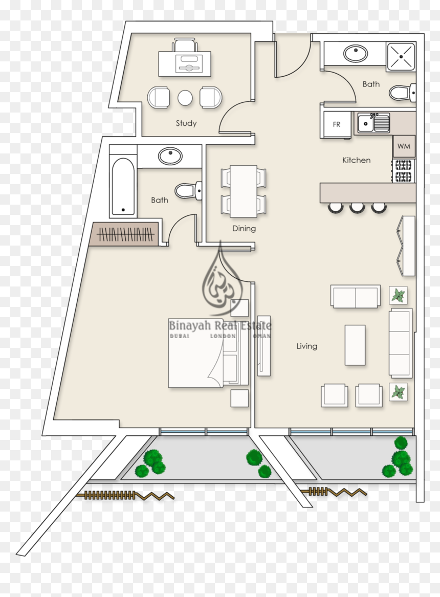 Platinum Residences 1 Bedroom Apartment Type 2 Floor - Planos De Planta Residencia, HD Png Download - floor plan png