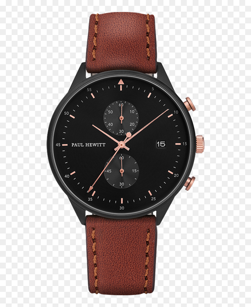 Watch Chrono Line Black Sunray Ip Black/rose Gold Leather - Paul Hewitt Chrono Line, HD Png Download - sunray png