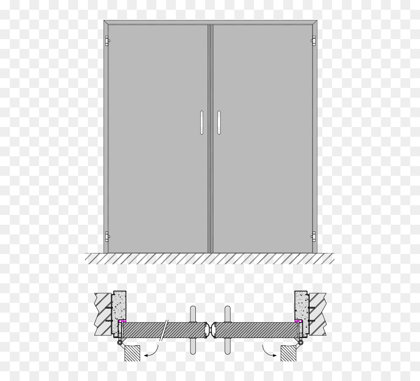 Double Door With No Priority Direction Of Opening - Cupboard, HD Png Download - double door png