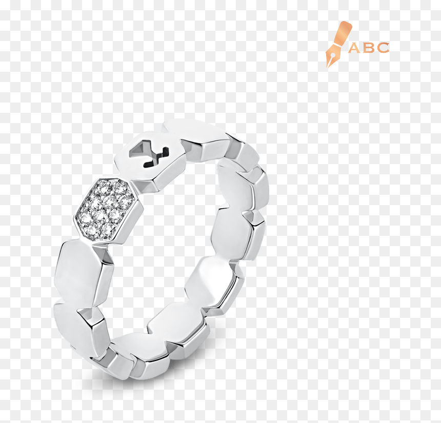 18k White Gold Diamond Hexagon Band Ring - Illustration, HD Png Download - black hexagon png