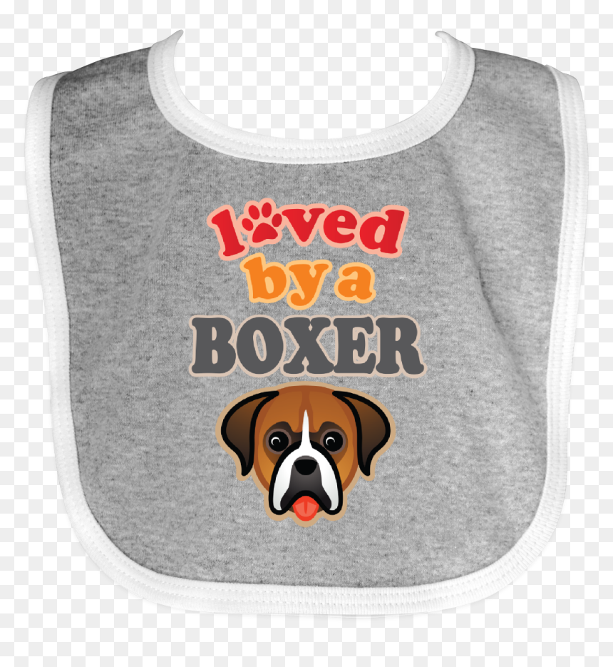 Boxer Dog Lover Pet Owner Baby Bib Heather And White - Boxer, HD Png Download - baby bib png
