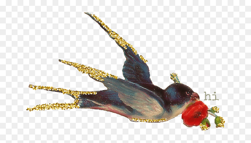 #vintage #bird #png #transparent #glitter #gold #flower, Png Download - transparent glitter png