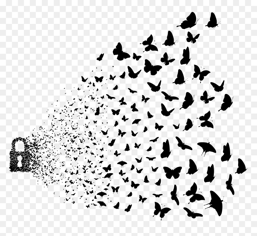 Lock Dissolving Into Butterflies Clip Arts - Flying Picsart Bird Png, Transparent Png - stencil png