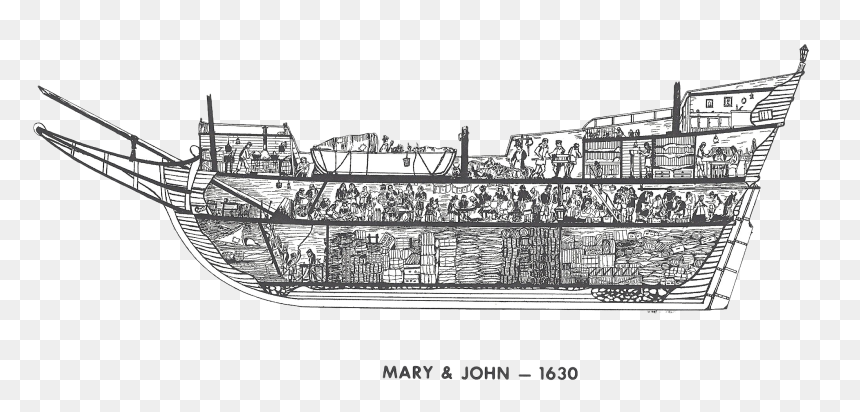 Mary And John Ship Line Drawing - Sailing Ship Cross Section, HD Png Download - thrall png
