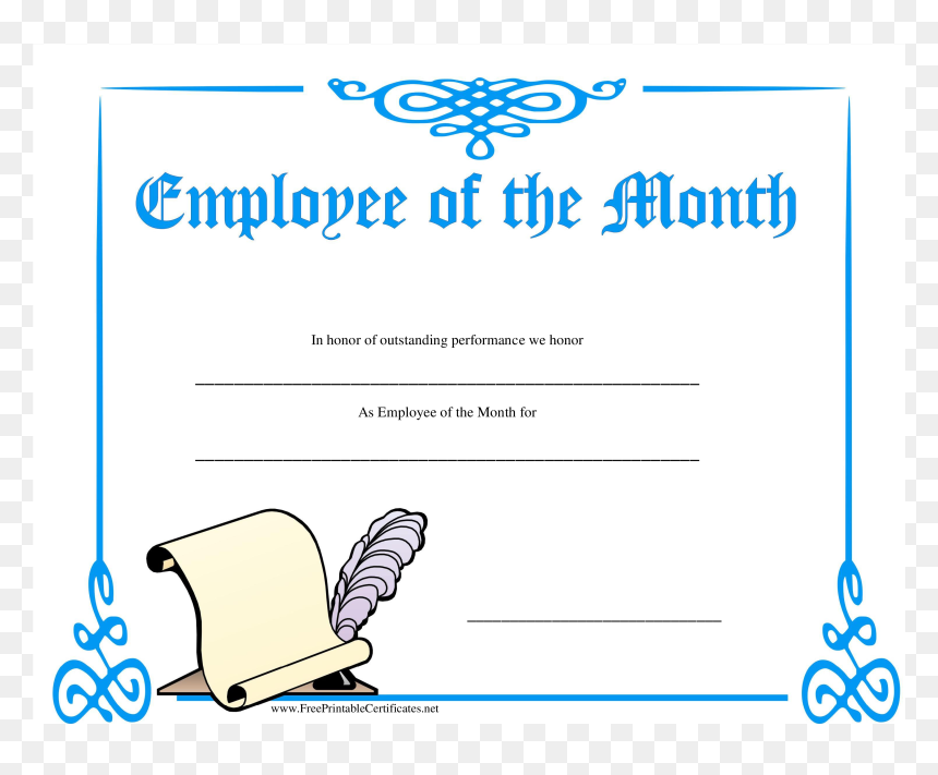 Employee Of The Month Certificate Main Image - Free Printable Employee Of The Month Certificate, HD Png Download - blank certificate template png