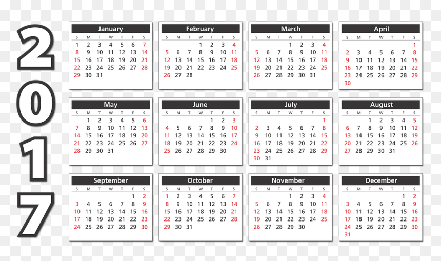 Number, HD Png Download - 2017 calender png